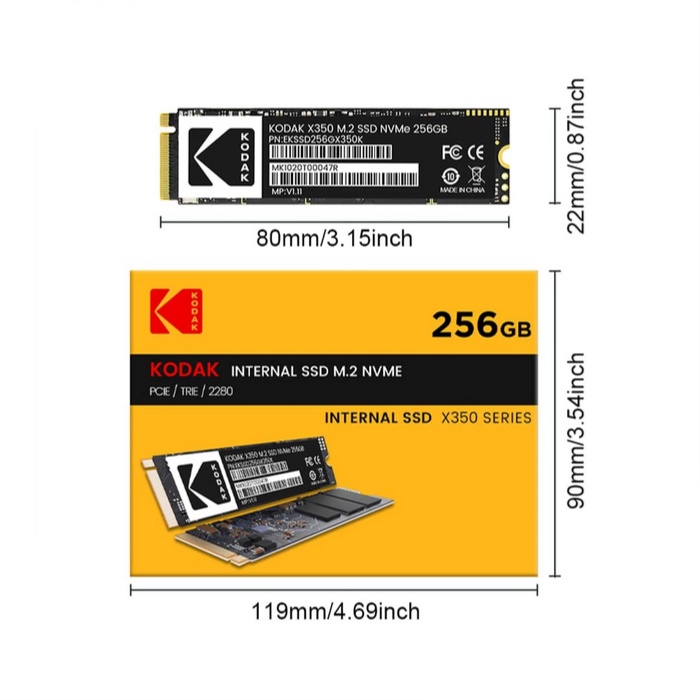 内蔵型SSD KODAK X350 M.2 NVMe SSD 1TB KODAKオリジナル X350 M.2 2280 PCIe Gen3.0x4 SSD NVMe 1TB